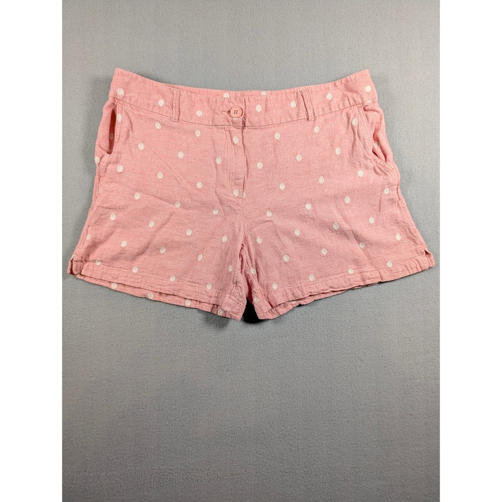 LOFT Pink Polka Dot Linen Blend Shorts Womens Size 12 Preppy Summer